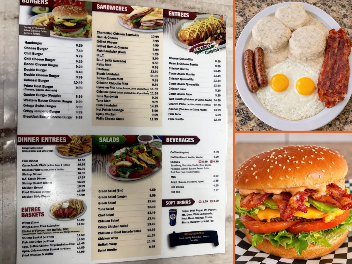 Menu board above a clean ordering counter.